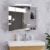 Spiegelschrank Bad mit LED-Beleuchtung Steckdose  Lichtschalter 70x60cm Badezimmer Spiegelschrank mit 3 Türen