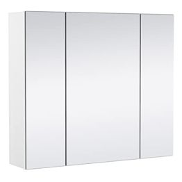 Spiegelschrank Badezimmerschrank mit 3 Spielgeltüren Aufbewahrungsschrank Wandschrank Medizinschrank Hängeschrank für Badezimmer 70,5 × 15 × 60,5 cm Weiß