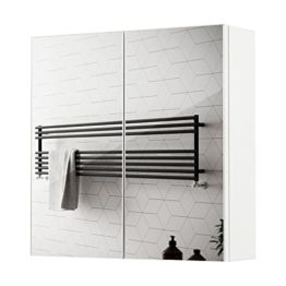 Spiegelschrank, Badezimmerspiegel mit 2 Türen Holz Moderner Stil 45 x 13 x 45 cm Weiß elegant