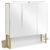 Spiegelschrank modern Weiß-Gold Bad mit Beleuchtung Badezimmerschrank Badschrank Wandschrank Regale 3 Türen