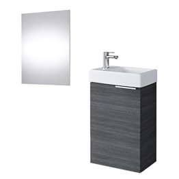 Waschtischunterschrank mit Spiegel Badmöbel Set 40cm für Badezimmer Gäste WC Anthrazit