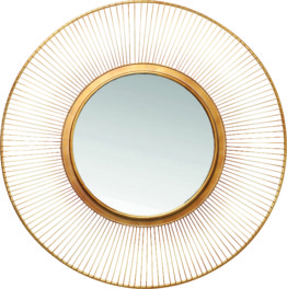 Designspiegel Spiegel Sun Storm Gold Ø93cm runder Wandspiegel mit goldener Umrandung