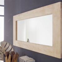 Wandspiegel mit edlem Holzrahmen – Spiegel Akazie 115x3x60 cm – White Stone Getüncht – Natürliches Design