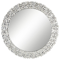 Runder Spiegel mit schöner Verzierung – Wandspiegel Silber