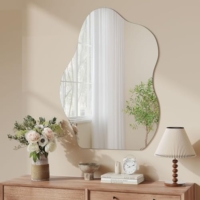 Asymmetrischer Spiegel Rahmenlos 50 x 70 cm Organischer Wandspiegel Groß für Wohnzimmer Bad Flur Eingang
