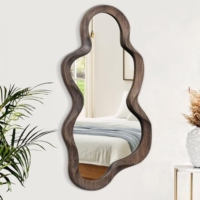 Außergewöhnlicher Asymmetrischer Wandspiegel für Wand Einzigartiger Holzrahmen Unregelmäßiger Spiegel