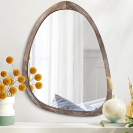 Außergewöhnlicher Unregelmäßiger Spiegel für Wand Oval Asymmetrischer Wandspiegel Modern 40 x 30 cm Braun