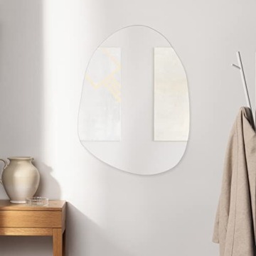 Wandspiegel Spiegel groß asymmetrisch - Deko Spiegel 75 x 55 cm Badezimmerspiegel Flur WC dekorativ Ovales Design