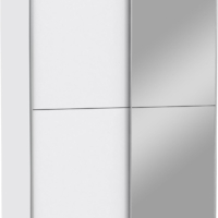 Moderner weißer Kleiderschrank mit Spiegel, Schwebetürenschrank moderner Schlafzimmerschrank 2-türig 170 cm x 190.5 cm