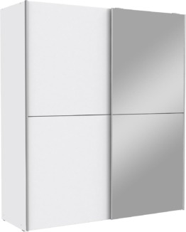 Moderner weißer Kleiderschrank mit Spiegel, Schwebetürenschrank moderner Schlafzimmerschrank 2-türig 170 cm x 190.5 cm