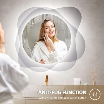 Exklusiver Designspiegel organische Formen Asymmetrisch, Badezimmerspiegel einzigartige Beleuchtung Lichtspiegel