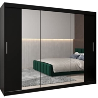 Großer Spiegel Kleiderschrank Garderobenschrank Schlafzimmer Schrank mit drei Schiebetüren