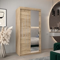 Moderner Kleiderschrank mit Spiegel Garderobenschrank Schrank Schlafzimmer Mehrzweckschrank zwei Schiebetüren
