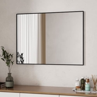 Spiegel Schwarz modern 80x60cm rechteckiger Metallrahmen Wandspiegel für Badezimmer, Waschräume, Schlafzimmer