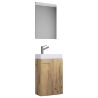 Waschplatz 3tlg Eiche Honig weiß natur 41×69,5×22 cm Waschtisch mit Spiegel