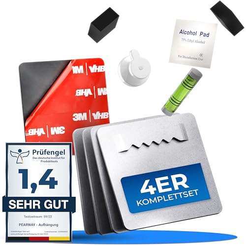 Bilderhaken Selbstklebend extra stark Bilder Aufhängen ohne Bohren Bildaufhänger Selbstklebend für Acrylglasbilder (4er Set)